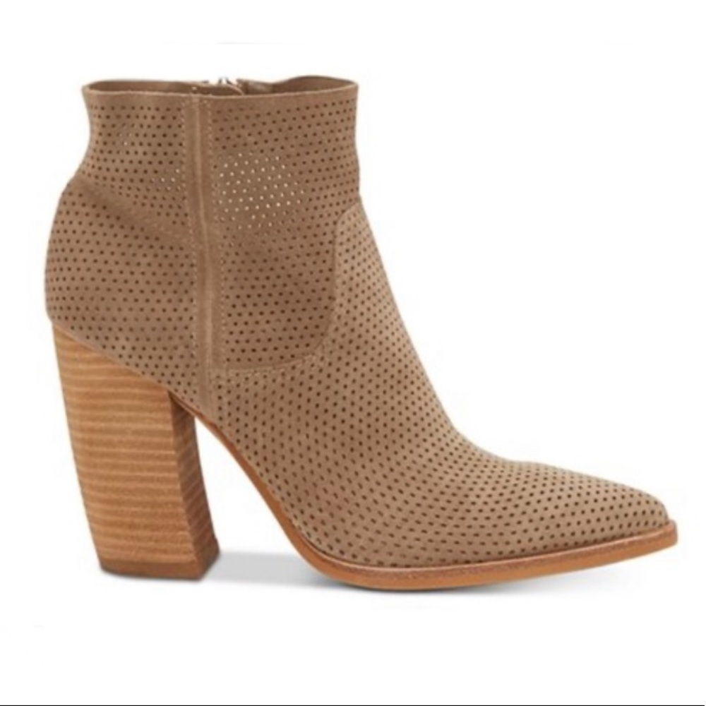 Vince Camuto Cava Perforated Pointy Toe Boot‎ Tan